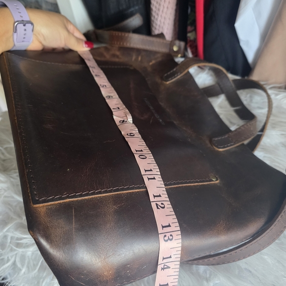 Portland Leather Goods Small Tote Brown Leather - Picture 7 of 9